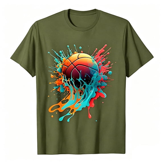 Lullu Boys Basketball T-Shirt Short Sleeve Round Neck T Shirt for Children, Sizes 2-13