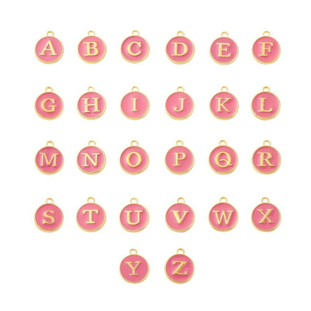 26 piezas de abalorios con letras iniciales, colgante hecho a mano, abalorio de aleación de doble cara, pendiente artesanal DIY con accesorios Ropa, zapatos y accesorios Miscelánea Vino rojo Minnieouse AP010311-05