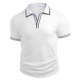 thumbnail image 3 of Blusa y camisa de manga corta con cuello vuelto para hombre, de 3 botones y solapa. Camisa informal de manga corta con solapa para hombre., 3 of 6