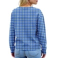 thumbnail image 4 of Women's Gingham Knit Cardigan Sweater, Crew Neck Button Front Long Sleeve Casual Top for Fall Winter Everyday Wear, 4 of 6