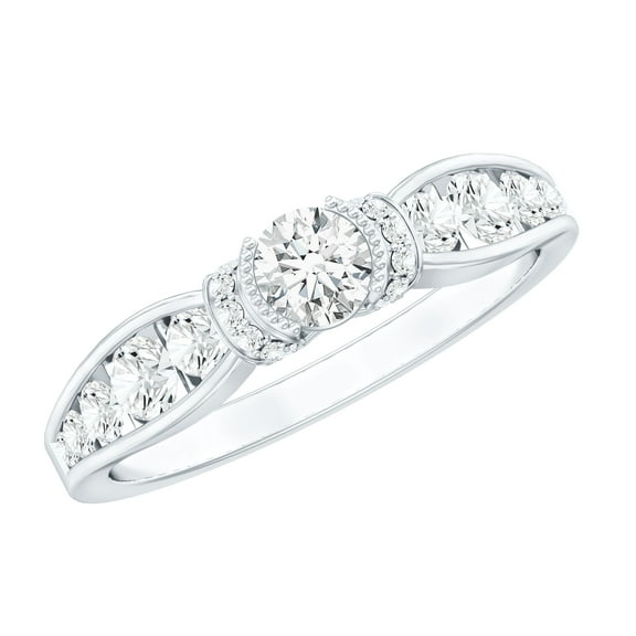 Rosec Jewels Lab Diamond Ring - Vintage Inspired Engagement Ring (EF-VS Quality Certified), 925 Sterling Silver, US 4.00