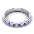 thumbnail image 3 of Diamond-Capitals 0.30 Carat Round Shape Amethyst & Aquamarine Gemstone Lovely Anniversary Eternity Band for Ladies Solid 18K White Gold Size 9.5, 3 of 8