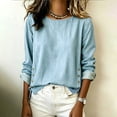 thumbnail image 2 of Levmjia Women Solid Color Denim Blouse Soft Breathable Denim Relaxed Loose Fit Long Sleeve Casual Pullover Shirt Office Commute Holiday Travel Daily Versatile Everyday Outfit, 2 of 7