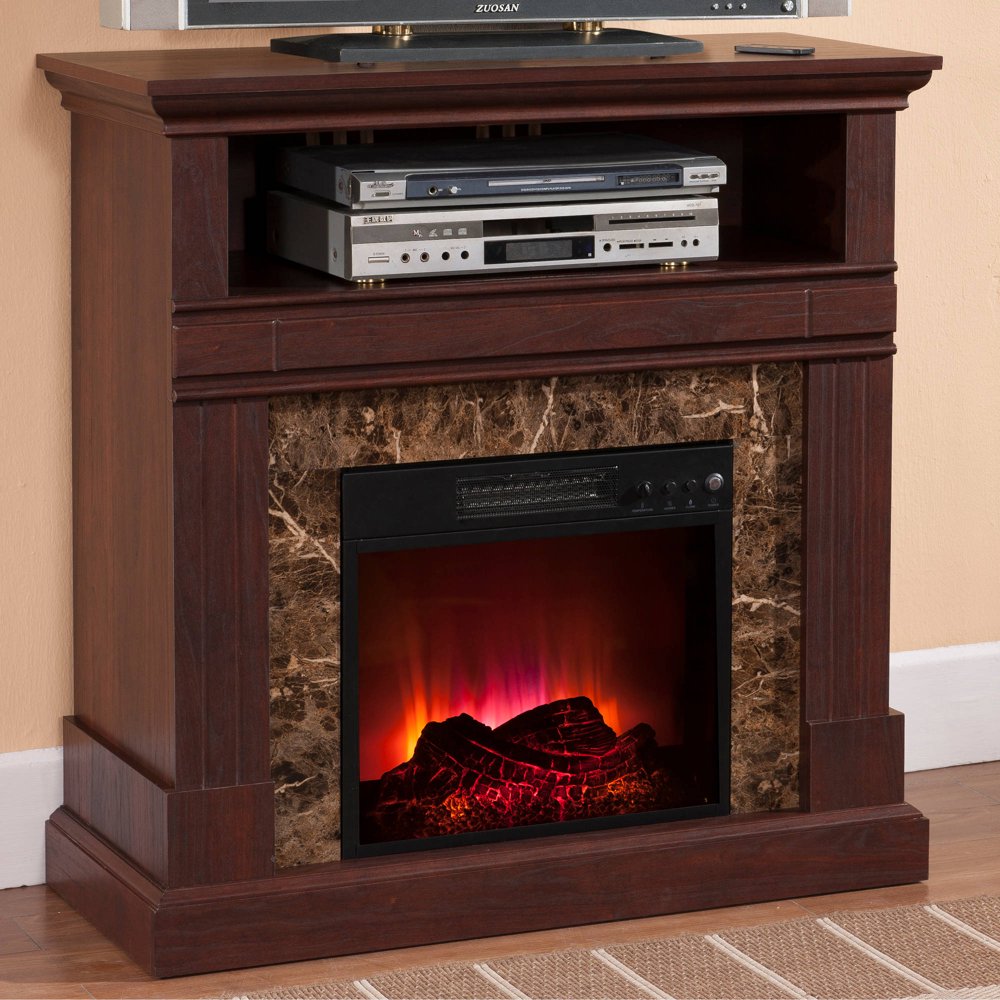Prokonian Electric Fireplace with 36" Mantle, Deep Walnut SP5185