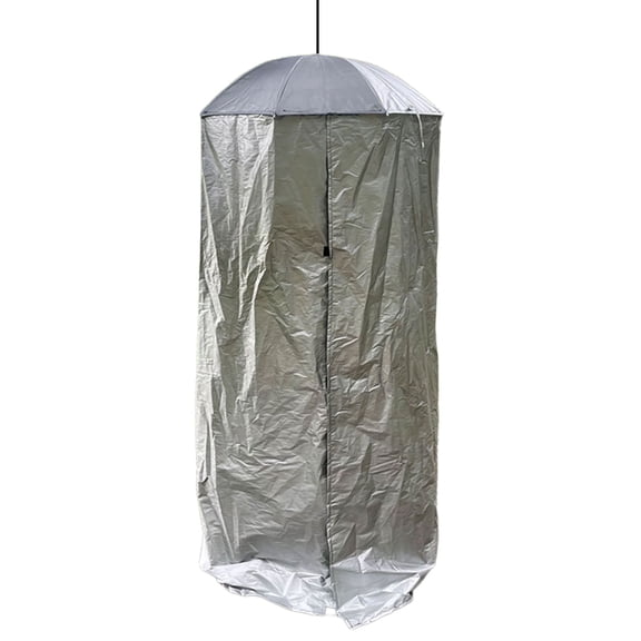 Two-Layer Fabric Outdoor Shelter Shower Tent for Changing Privacy, with Top-Hanging Frame and Overlapping Front Opening for Camping