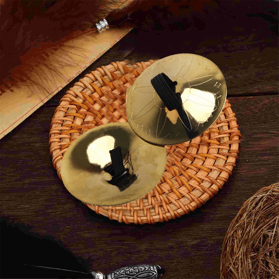 4 Pieces Copper Finger Cymbals, Small Finger Cymbals for Belly Dancing, Music Equipment Finger Cymbals