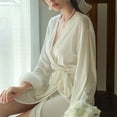 thumbnail image 3 of Women's Velvet Long Robe Fur Nightgown Bathrobe Sleepwear Feather Bridal Wedding Party Robes with Belt, 3 of 5