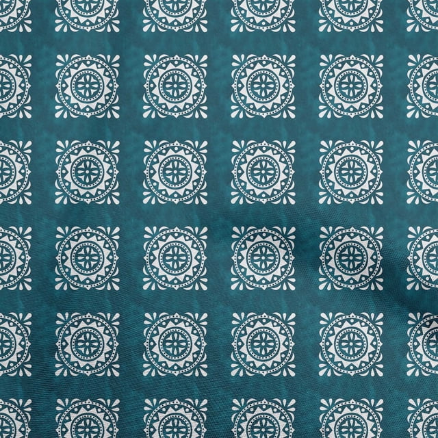 oneOone Polyester Lycra Teal Green Fabric Block Sewing Material Print Fabric By The Yard 56 Inch Wide