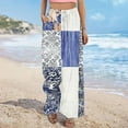 thumbnail image 6 of 2025 Women's Boho Palazzo Pants - High-Waisted Cotton Linen Wide Leg Trousers with Pockets (Floral Print & Retro Loose Fit for Summer), 6 of 9