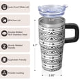 thumbnail image 3 of 20oz Stainless Steel Bohemian Insulated Cup with Handle, Travel Mug for Hot Drinks, Leak-Proof Lid, Straw, Bohemian Design Present, 3 of 5