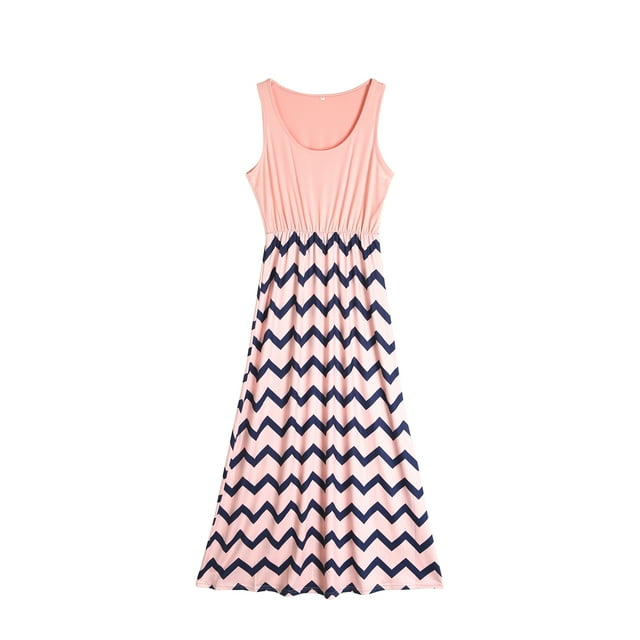 Mialoley Robe Mère Fille, Robe Maxi Bohème, Robe Sans Manches à Empiècements