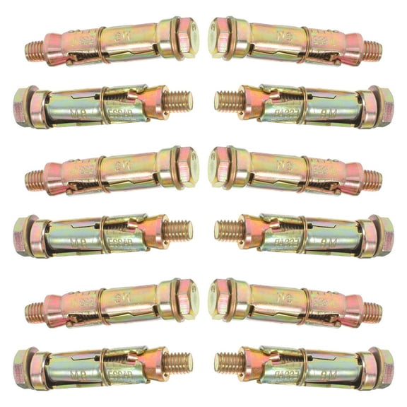 MUSEYA 12Pcs Heavy Duty Expansion Bolts Shield Anchors Carbon Steel for Concrete Walls