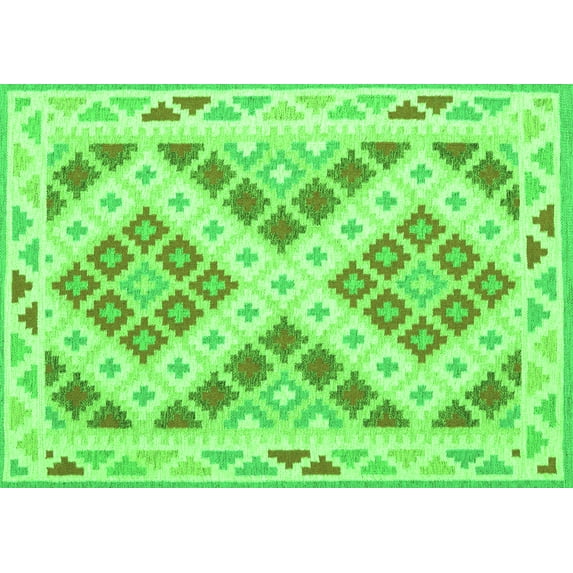Ahgly Company Indoor Rectangle Southwestern Green Country Area Rugs, 6' x 9'