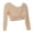 Khaki, variant on Plus Size Women Both Side Wear Sheer Seamless Arm Crop Top Shirt Blouses for Everyday