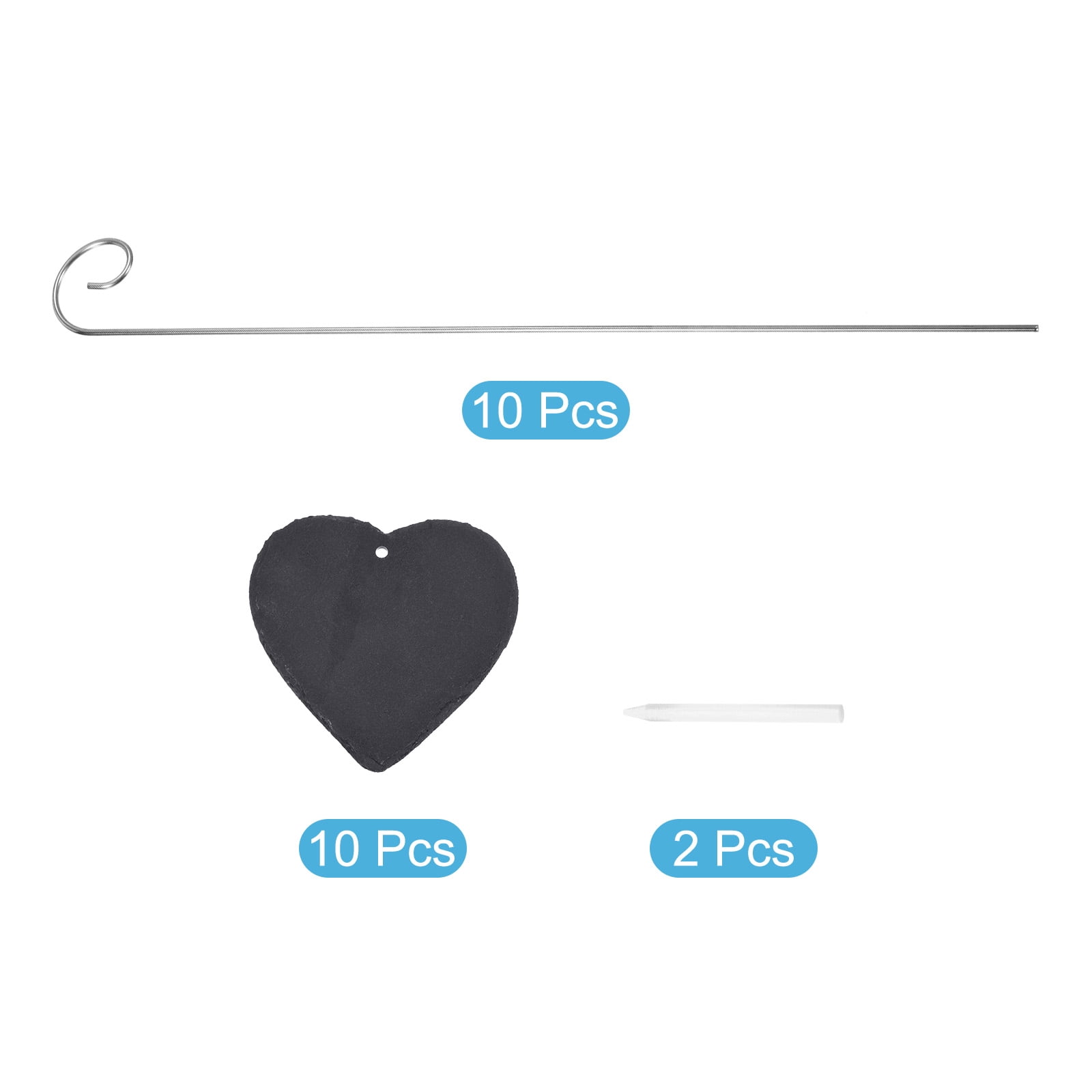 Uxcell Slate Heart Shape Plant Labels with Stainless Steel Hanging Rod Pen 10 Pack