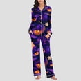 thumbnail image 5 of Fengactive Womens Halloween Pajama Set Long Sleeve Button Down Top with Pockets and Matching Lounge Pants, 5 of 7