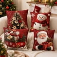 thumbnail image 7 of Sahpxhe Christmas Throw Pillow Cover 18X18 Set Of 4 Christmas Tree Santa Sleigh Pattern Soft Cushion Covers for Sofa Couch Home Decor, 7 of 7