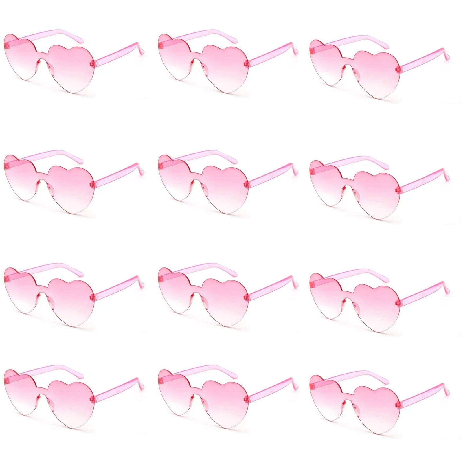 12PCS Heart Sunglasses for Women Transparent Heart Shaped Sunglasses