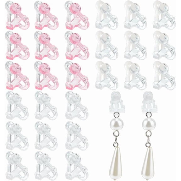 60pcs Clip-on Earring Converter 3 Color Resin Earring Findings Transparent Stud Earrings Components with Loop