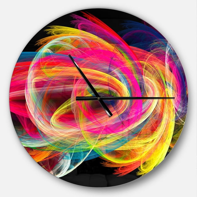 DesignArt Colorful Thick Strokes in Black Large Wall Clock