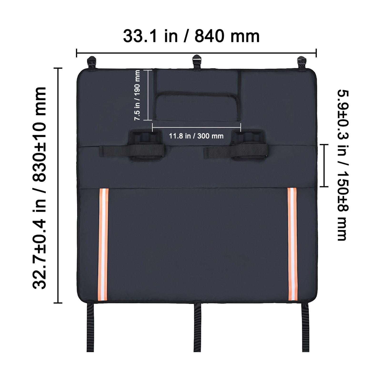KFFKFF Tailgate Bicycle Carrier, 33" Pad for Truck Tailgate, Supports 2 Mountain Bikes, Includes Reflective Accents and Gear Pocket, Fits Compact Pickup Trucks