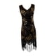 thumbnail image 3 of Vestido de lentejuelas para mujer, ropa de baile con borlas para salón de baile, cha cha, actuación en el escenario Oro negro, 3 of 9