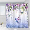 thumbnail image 2 of Hummingbird Purple Floral Shower Curtain Wisteria Flower Bathroom Curtains Blossom Weeping Vine Green Leaves Rustic Garden Nature Bathtub Decor with Hooks 84 x 70 in, 2 of 6