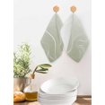 thumbnail image 2 of Sage Green Geometric Kitchen Dish Towels for Drying Dishes Set of 3, Modern White Stripe Distortion Art Waffle Weave Microfiber Hand Tea Bathroom Towels Quick Dry & Absorbent Towel 12x12, 2 of 7