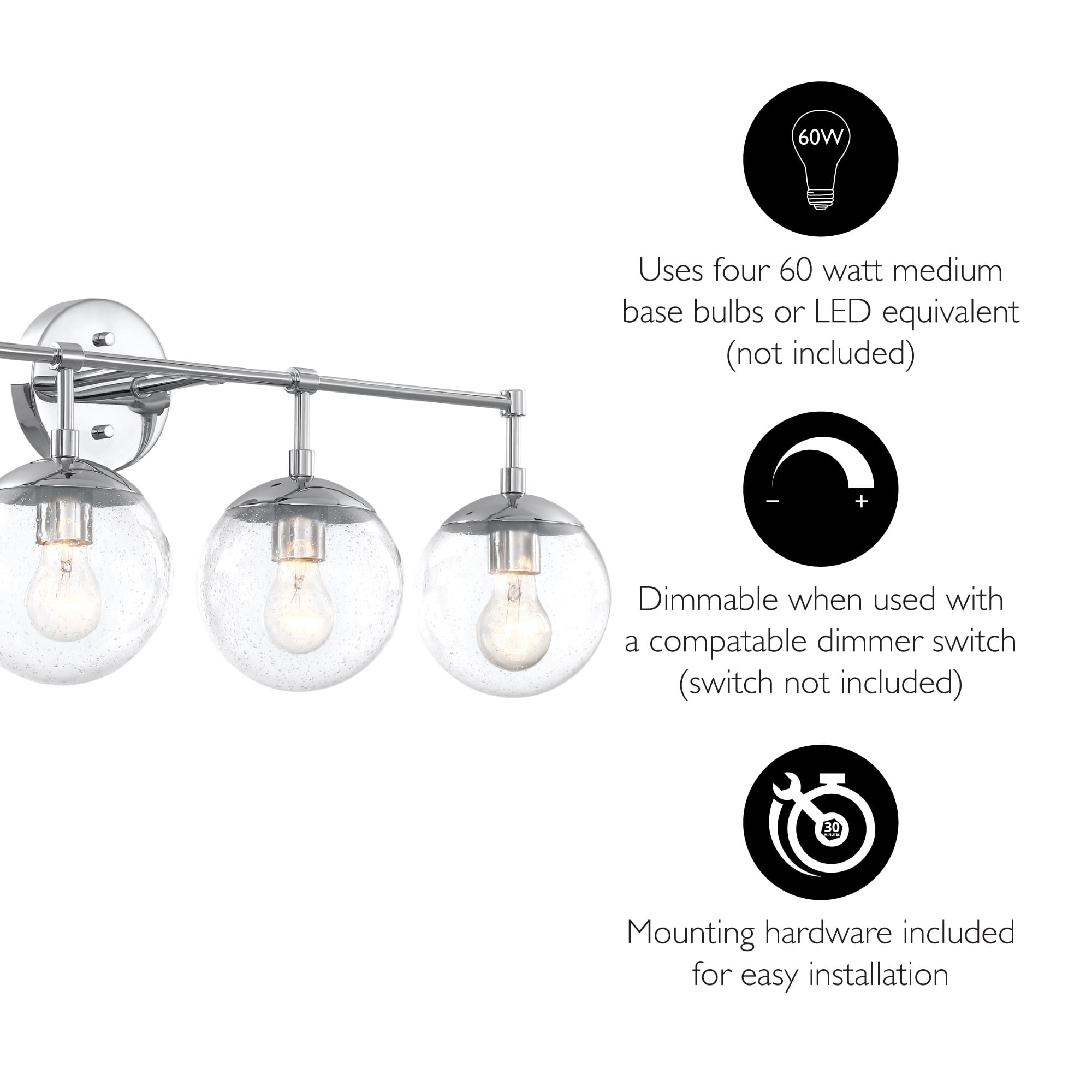 Design House WM158910-PC Gracelyn Vanity Light Fixture in Polished Chrome, 4-Light