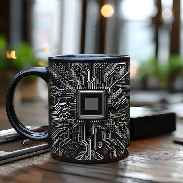 Wzzjkit Circuit Motherboards Line Ceramic Mugs Science and Engineering Male Birthday Gift Mugs Computer Mugs Kitchen Accessories