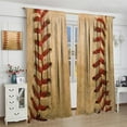 thumbnail image 3 of Sports Blackout Curtain,Vintage Baseball Texture Laces Closeup Print Window Drapes for Kid Girl Boy Teen Bedroom Living Room Home Decor,Rod Pocket Thermal Insulated Curtain 2 Panels 52x84 Inch,Yellow, 3 of 6