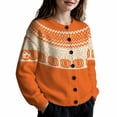 thumbnail image 2 of Tiijoy Girls Halloween Cardigan Sweater Pumpkin Long Sleeve Sweater, Orange, Sizes 5-14, 2 of 4