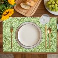 thumbnail image 4 of Vintage Green Placemats Set of 8, Retro Botanical Abstract Art Placemats for Dining Table, Place Mats for Kitchen Tabletop, Waterproof Wipeable Dining Table Mats Set, 4 of 9