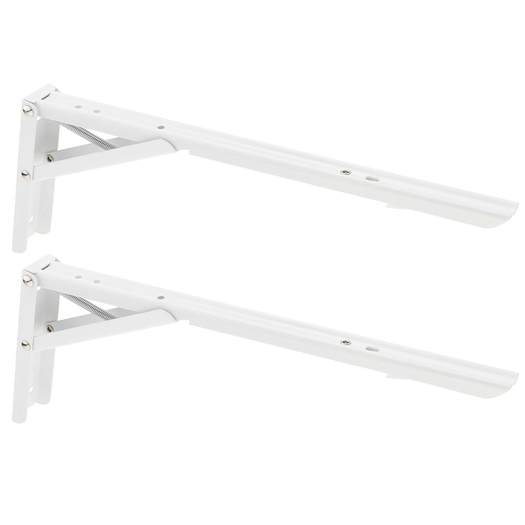 WLPZXP White Paint Foldable L Shape Wall Mount Shelf Bracket Hanging Holder Size 4