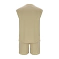thumbnail image 5 of Abtuhar Men Leisure Solid Sleeveless Hoodless Casual Blouse and Pants Pajamas Set Set,Khaki,XL, 5 of 5