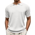 thumbnail image 2 of Qiyinn Men's Fashion Casual Solid Color Breathable Knit Short Sleeve Lapel Shirts, 2 of 7