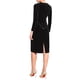 thumbnail image 3 of Vestido de fiesta de corte para mujer INSPIRE CHIC, cuello redondo, manga larga, vestido de terciopelo ajustado, color negro, 3 of 5