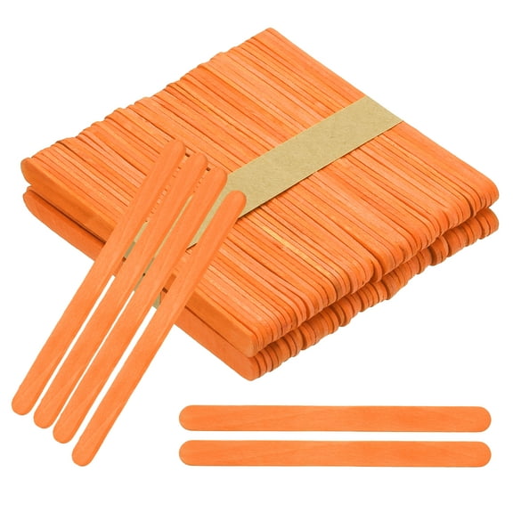 Uxcell 100 Pack Craft Sticks, 4.5 Inch Wood Sticks for Crafts Ice Cream DIY Home Art Projects Creative Designs Education, Orange