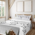 thumbnail image 2 of Ambesonne World Map Fitted & Top Sheet Set with Shams, Sketch Outline, Black White, 2 of 5