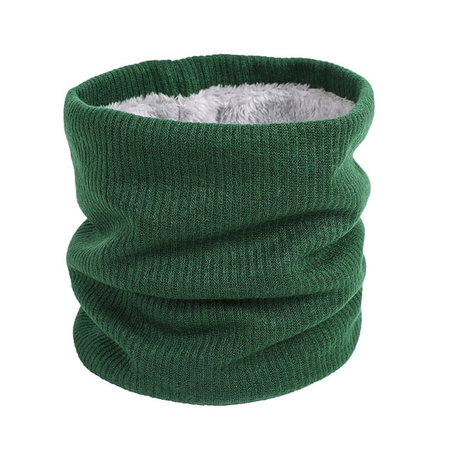 Green Neckerchief Winter Double Layered Plush Outdoor Pullover Couple Warm Solid Color Single Loop Knitted Neck Cover