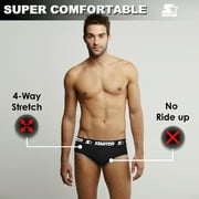 Starter Cotton Mens Briefs Breathable Underwear for Men, Black Large 8-Pack
