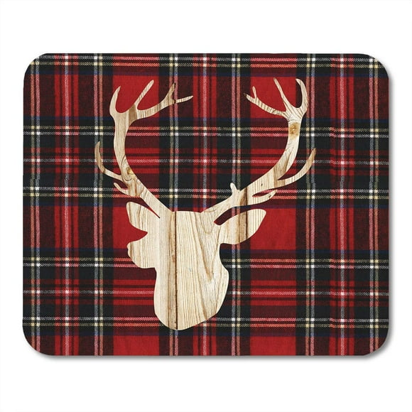 POGLIP Antler Flannel Deer Head Buffalo Buffaloplaiddeerhead Cabindecor Mousepad Mouse Pad Mouse Mat 9x10 inch