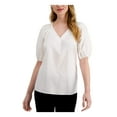 thumbnail image 1 of Alfani Womens Smocked-Shoulder Pullover Blouse, White, Large, 1 of 2