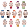 thumbnail image 4 of Ruanlalo Round Butterfly Rhinestone Faux Leather Band Analog Women Quartz Wristwatch Purple, 4 of 6