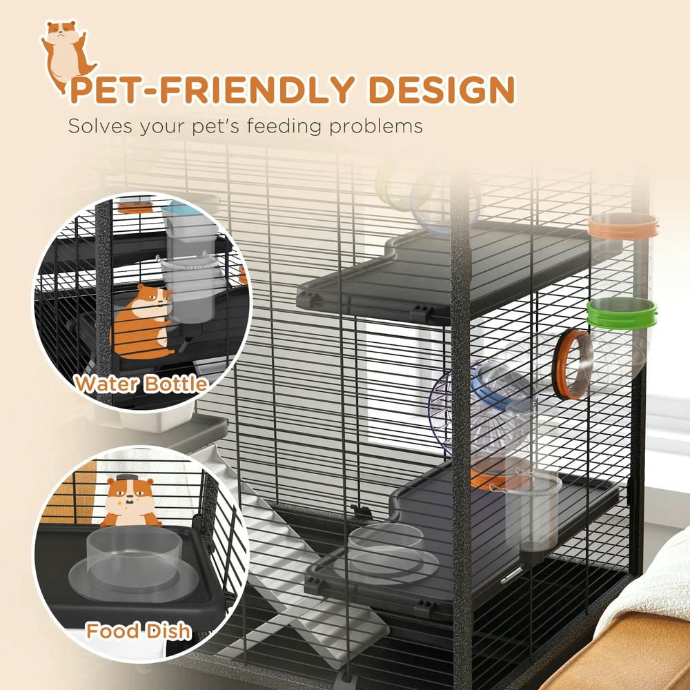 YYAo Hamster Cage, Guinea Pig Cages Mice and Rat Habitat,Small Animal Cage for Syrian Hamster, Gerbil Cage with Tubing System, Running Wheel