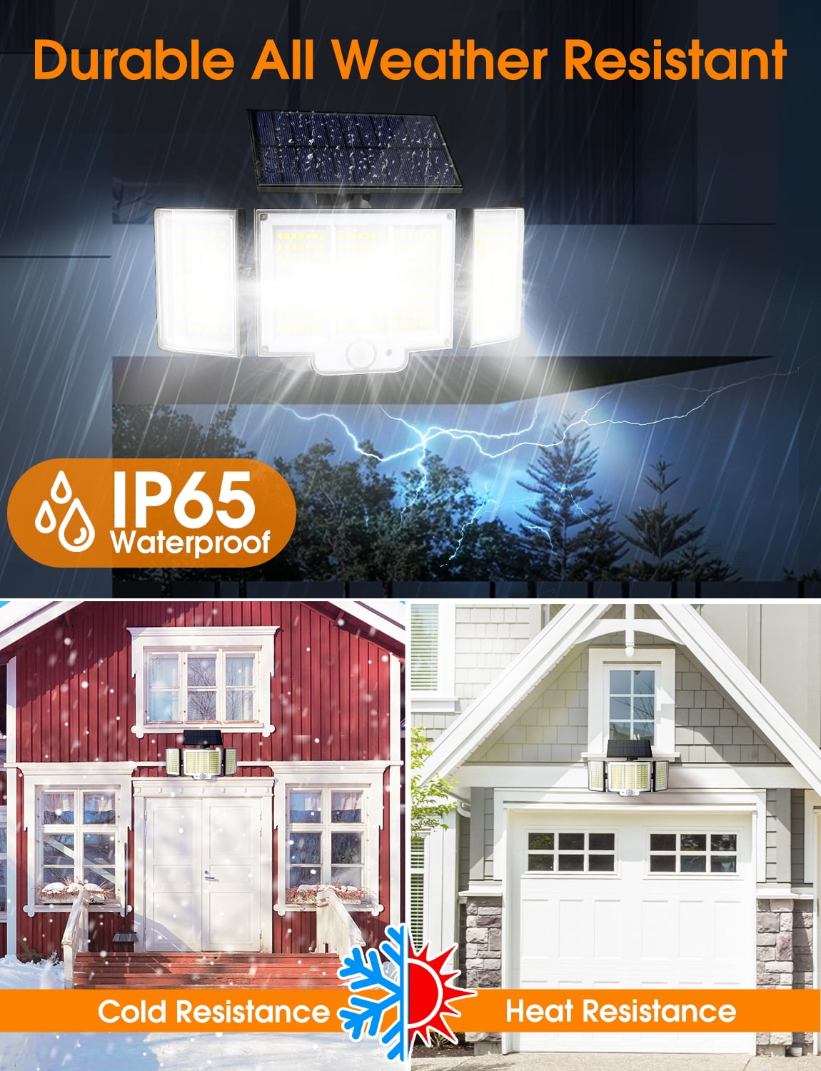 Qunler 6Pack 348 LED 3000LM Solar Motion Sensor Security Lights,Black