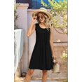 thumbnail image 5 of Loose Beach Vacation Casual Crew Neck Sleeveless Sundresses with Pockets Tank Dress, 5 of 10