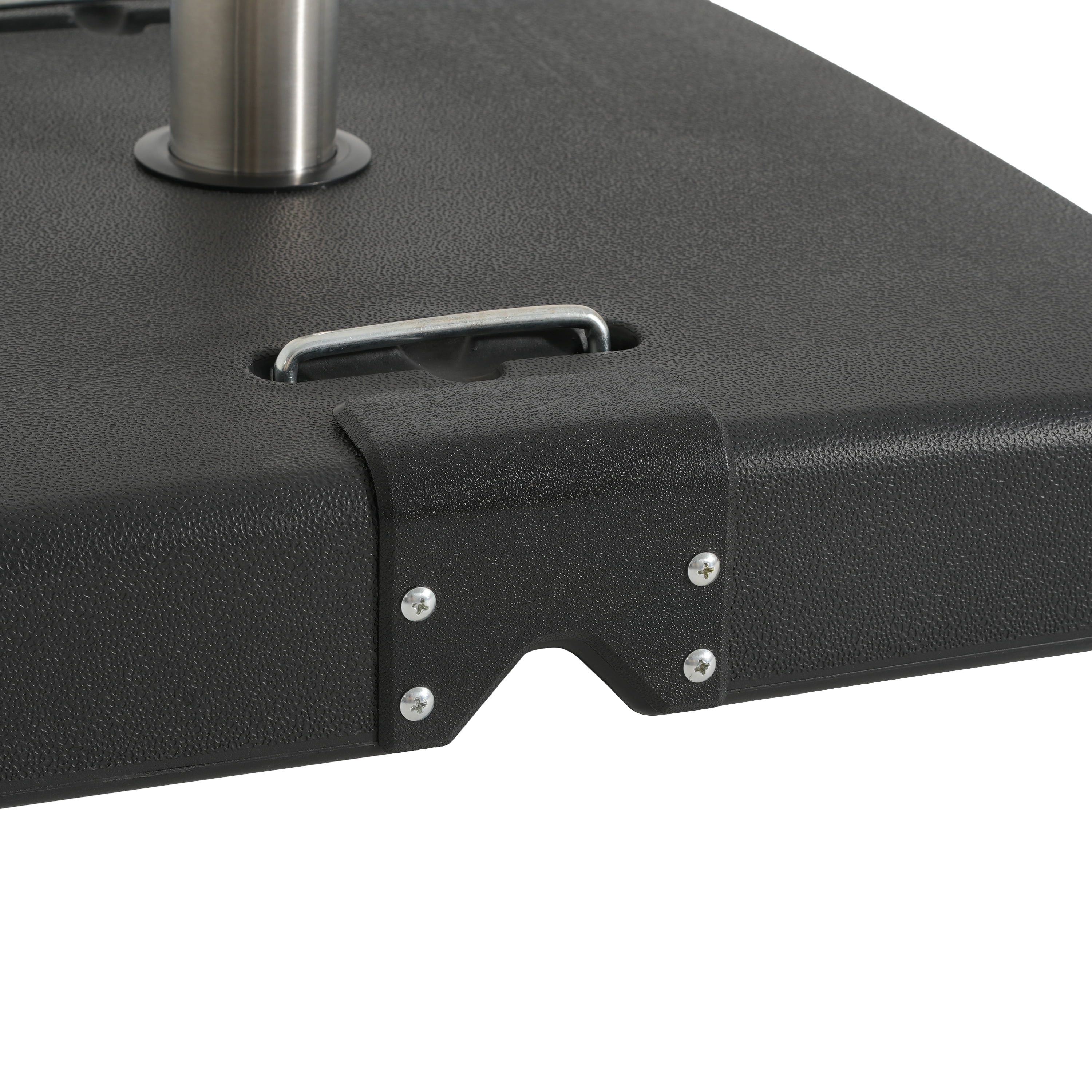 Outdoor 114lb Concrete Square Umbrella Base with Stainless Steel Collar, Black