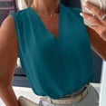 thumbnail image 2 of Women's Silk Satin Tank Top V Neck Sleeveless Ruched Blouse Summer Basic Tank Shirt Green, 2 of 7