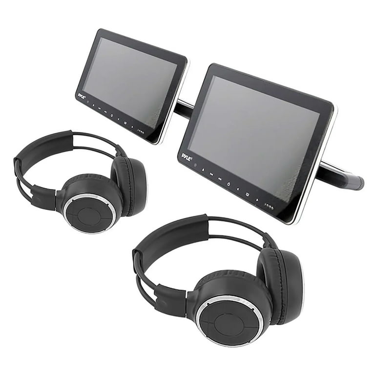 Pyle Portable 9.4 Car Headrest DVD TV Player with Wireless Headphones 2 Pack Walmart